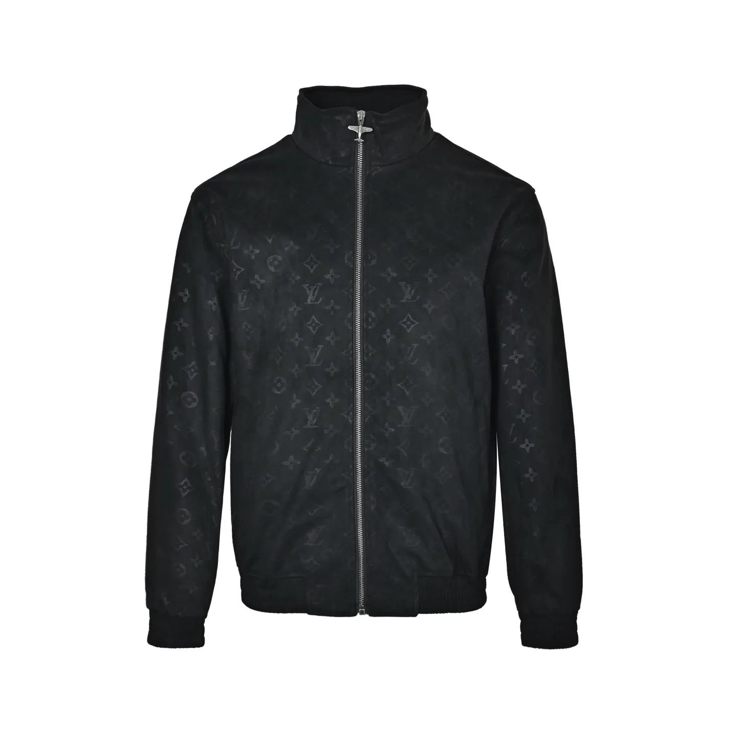 Louis Vuitton/Louis Vuitton aircraft button all-over printed embossed suede stand-collar jacket